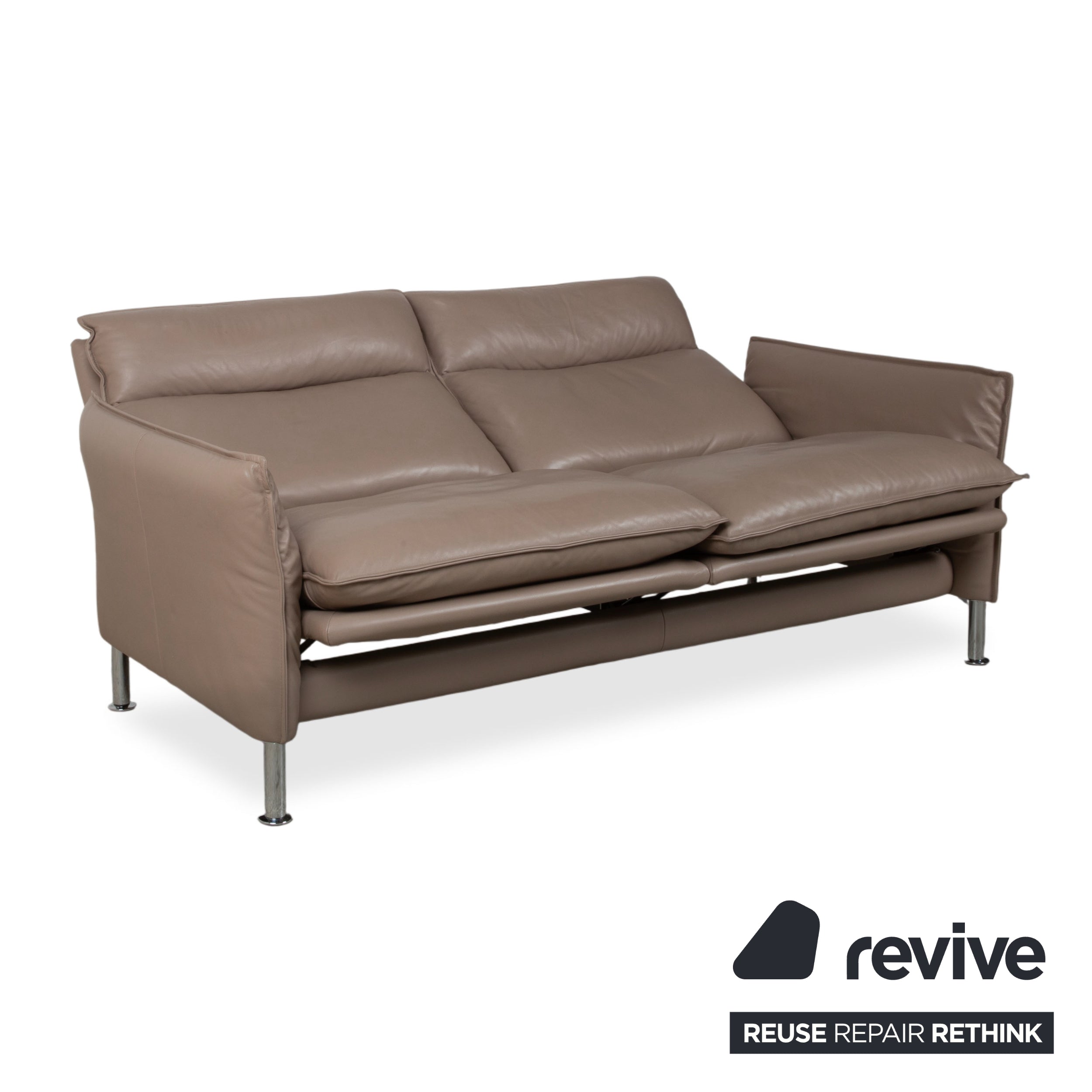 Erpo Porto Garnitur Leder Dreisitzer Zweisitzer Braun Taupe manuelle Funktion Sofa Couch