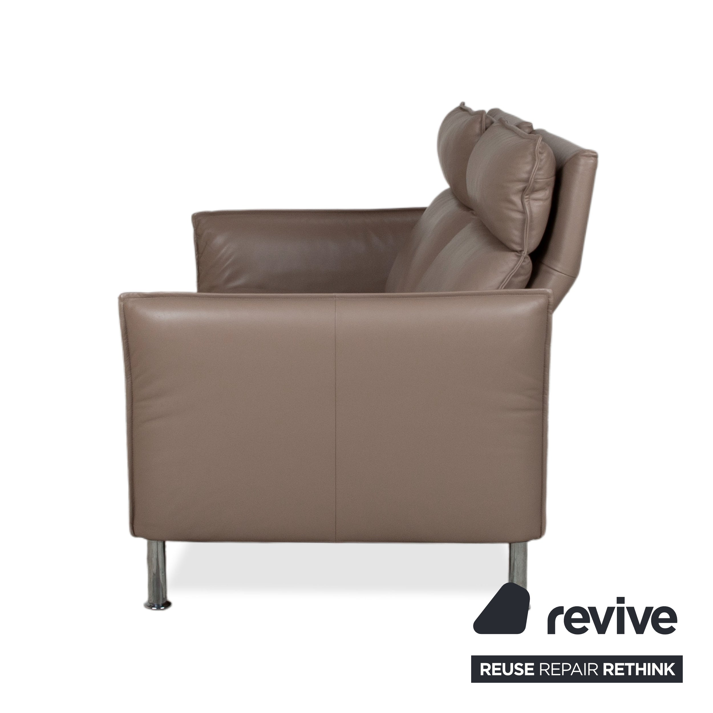 Erpo Porto Garnitur Leder Dreisitzer Zweisitzer Braun Taupe manuelle Funktion Sofa Couch