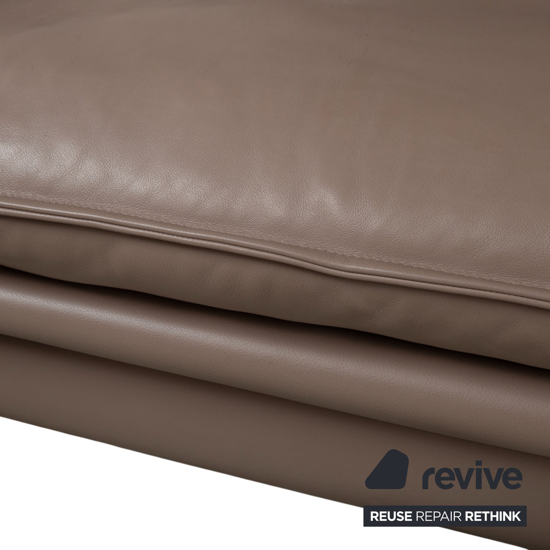 Erpo Porto Garnitur Leder Dreisitzer Zweisitzer Braun Taupe manuelle Funktion Sofa Couch