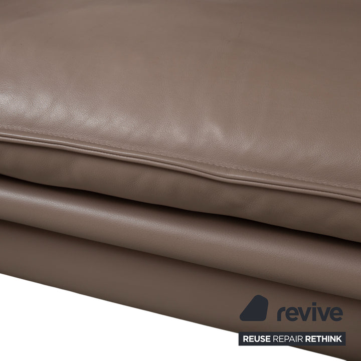 Erpo Porto Garnitur Leder Dreisitzer Zweisitzer Braun Taupe manuelle Funktion Sofa Couch