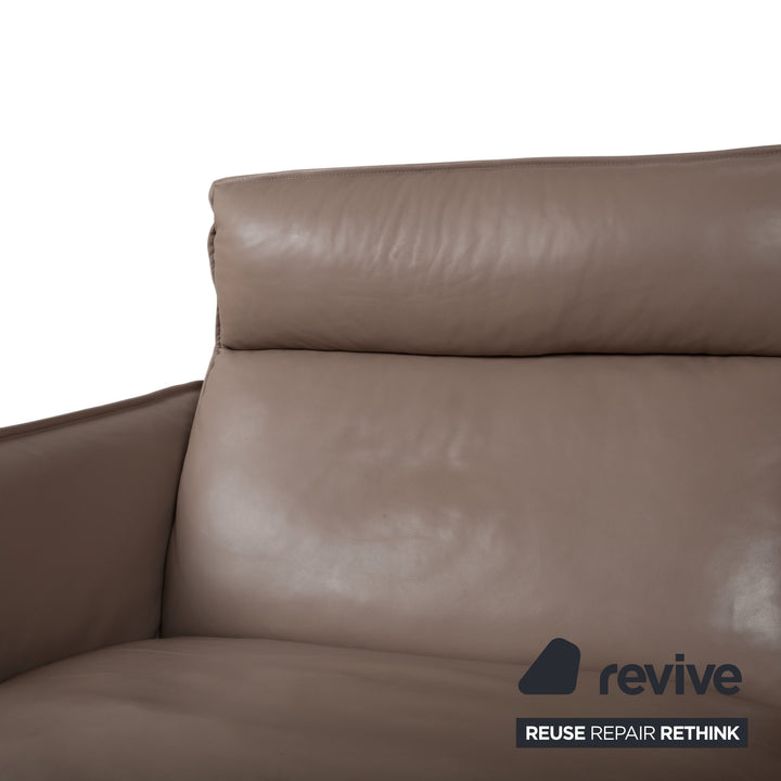Erpo Porto Garnitur Leder Dreisitzer Zweisitzer Braun Taupe manuelle Funktion Sofa Couch