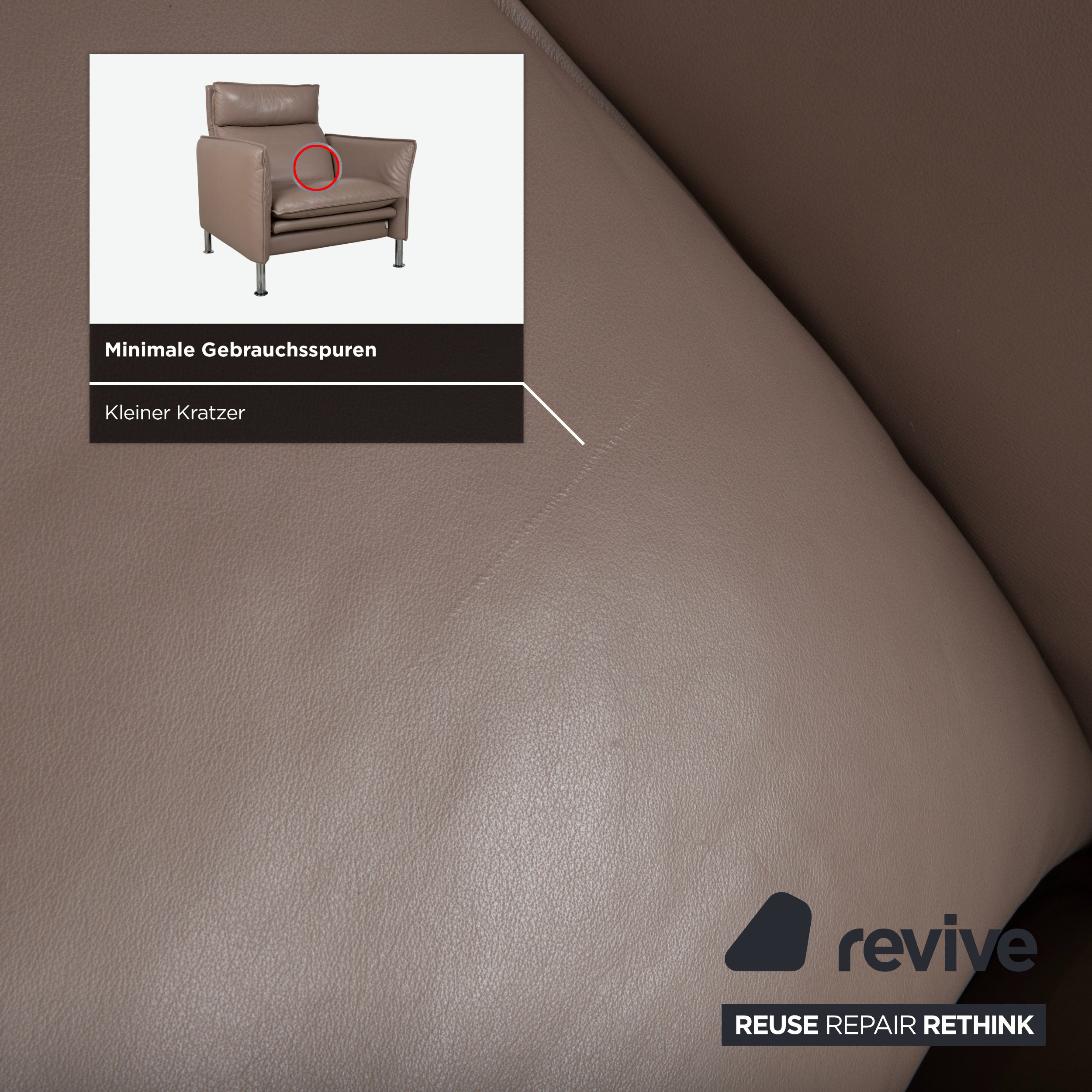 Erpo Porto Garnitur Leder Dreisitzer Zweisitzer Sessel 2x Hocker Braun Taupe manuelle Funktion Sofa Couch
