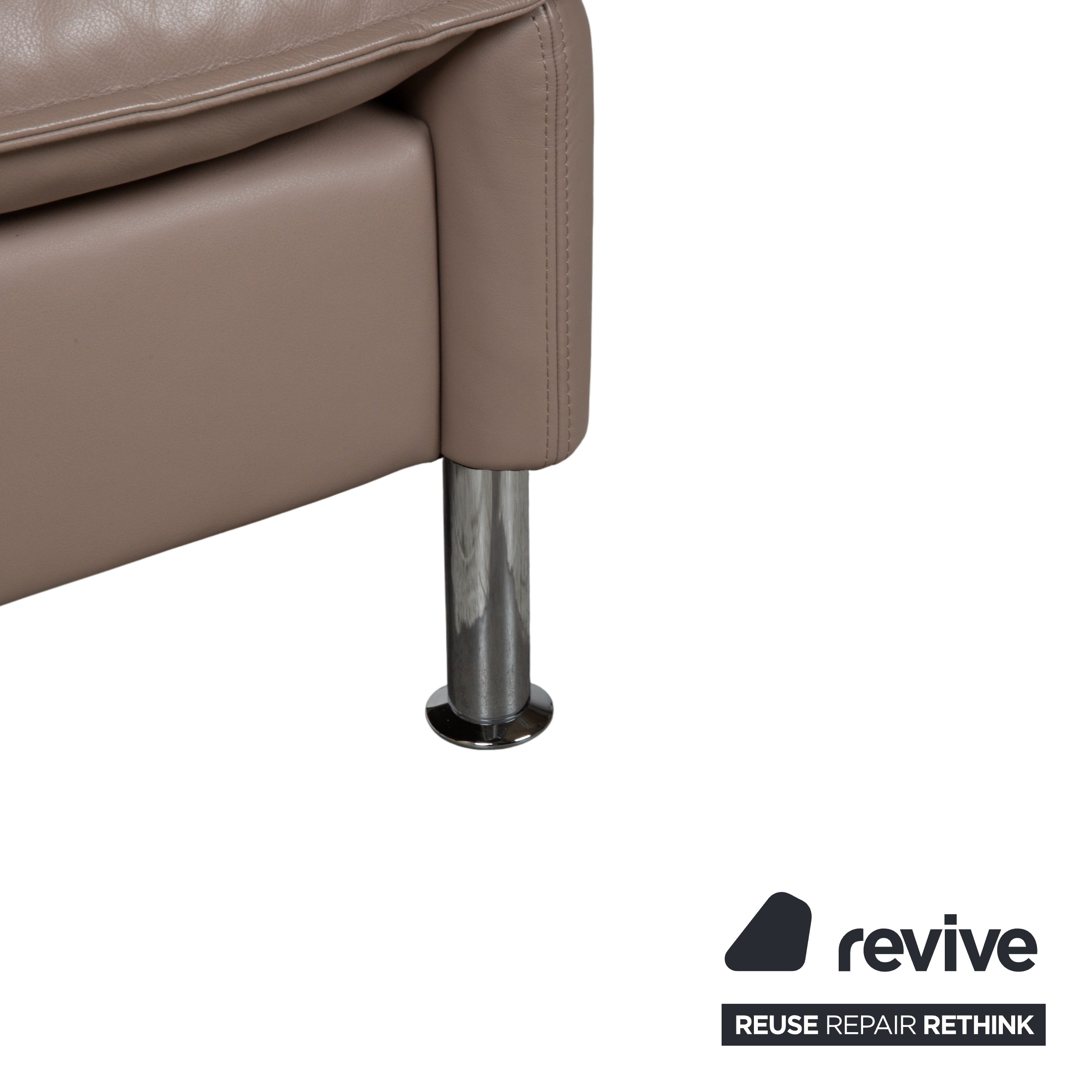 Erpo Porto Garnitur Leder Dreisitzer Zweisitzer Sessel 2x Hocker Braun Taupe manuelle Funktion Sofa Couch
