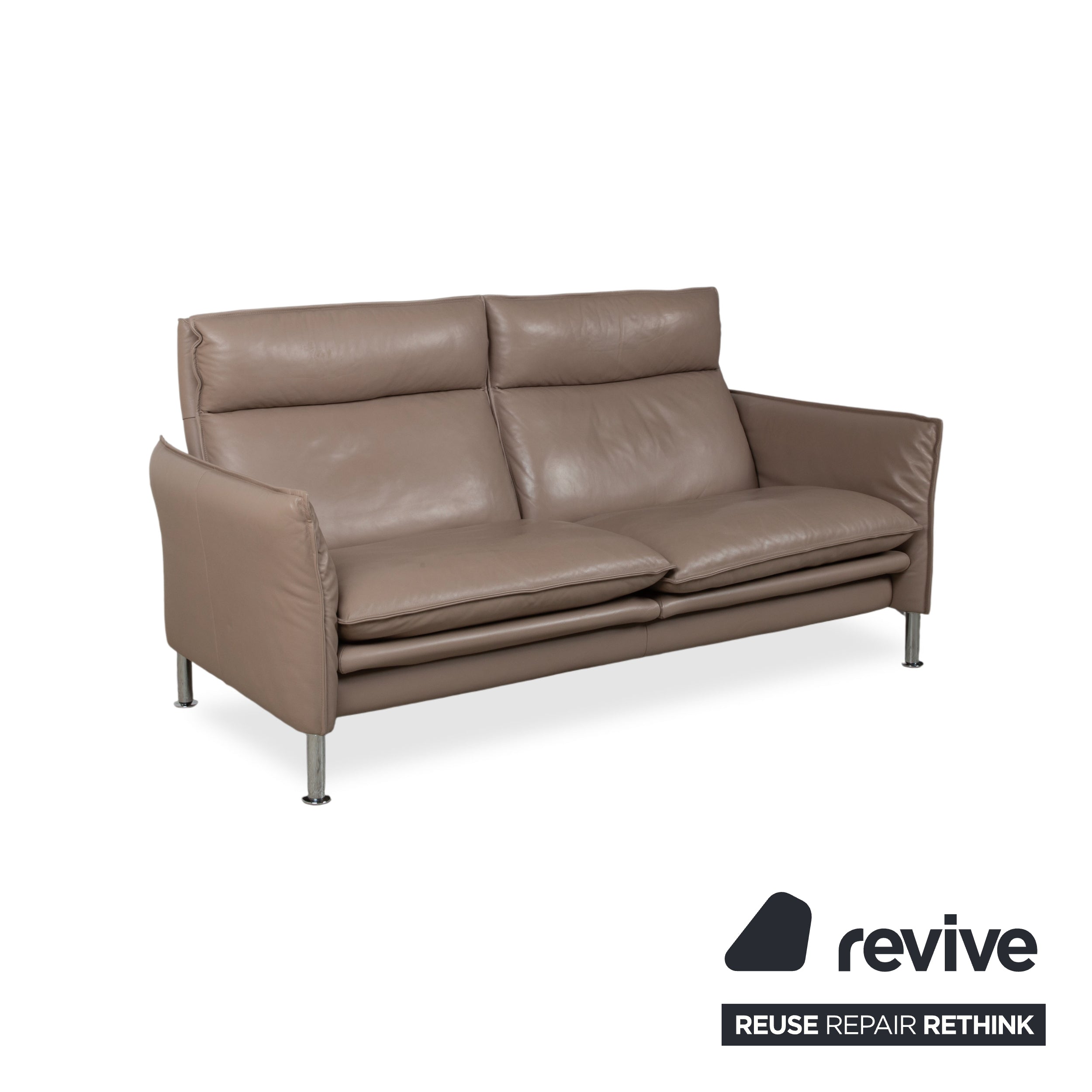 Erpo Porto Garnitur Leder Dreisitzer Zweisitzer Sessel 2x Hocker Braun Taupe manuelle Funktion Sofa Couch