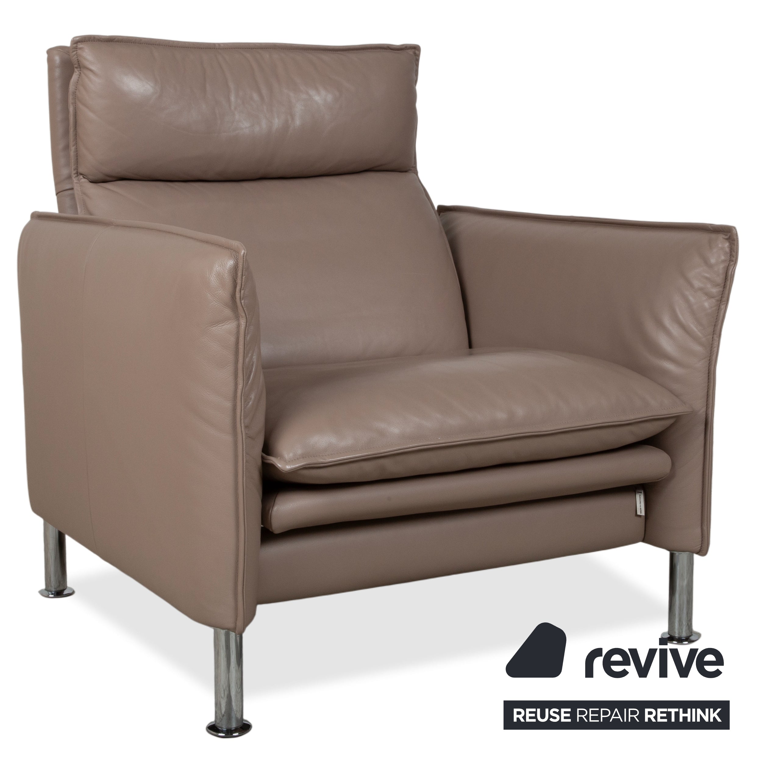 Erpo Porto Garnitur Leder Dreisitzer Zweisitzer Sessel Hocker Braun Taupe manuelle Funktion Sofa Couch