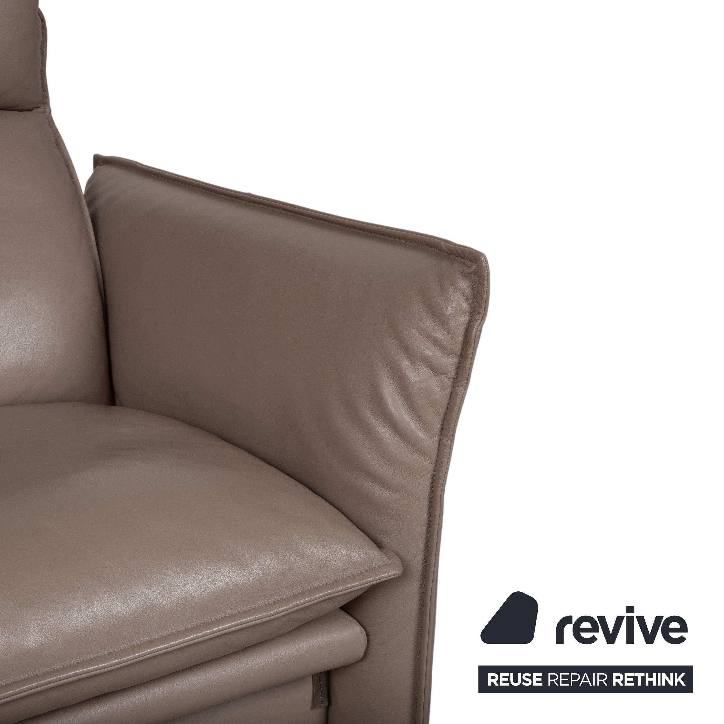 Erpo Porto Garnitur Leder Dreisitzer Zweisitzer Sessel Hocker Braun Taupe manuelle Funktion Sofa Couch