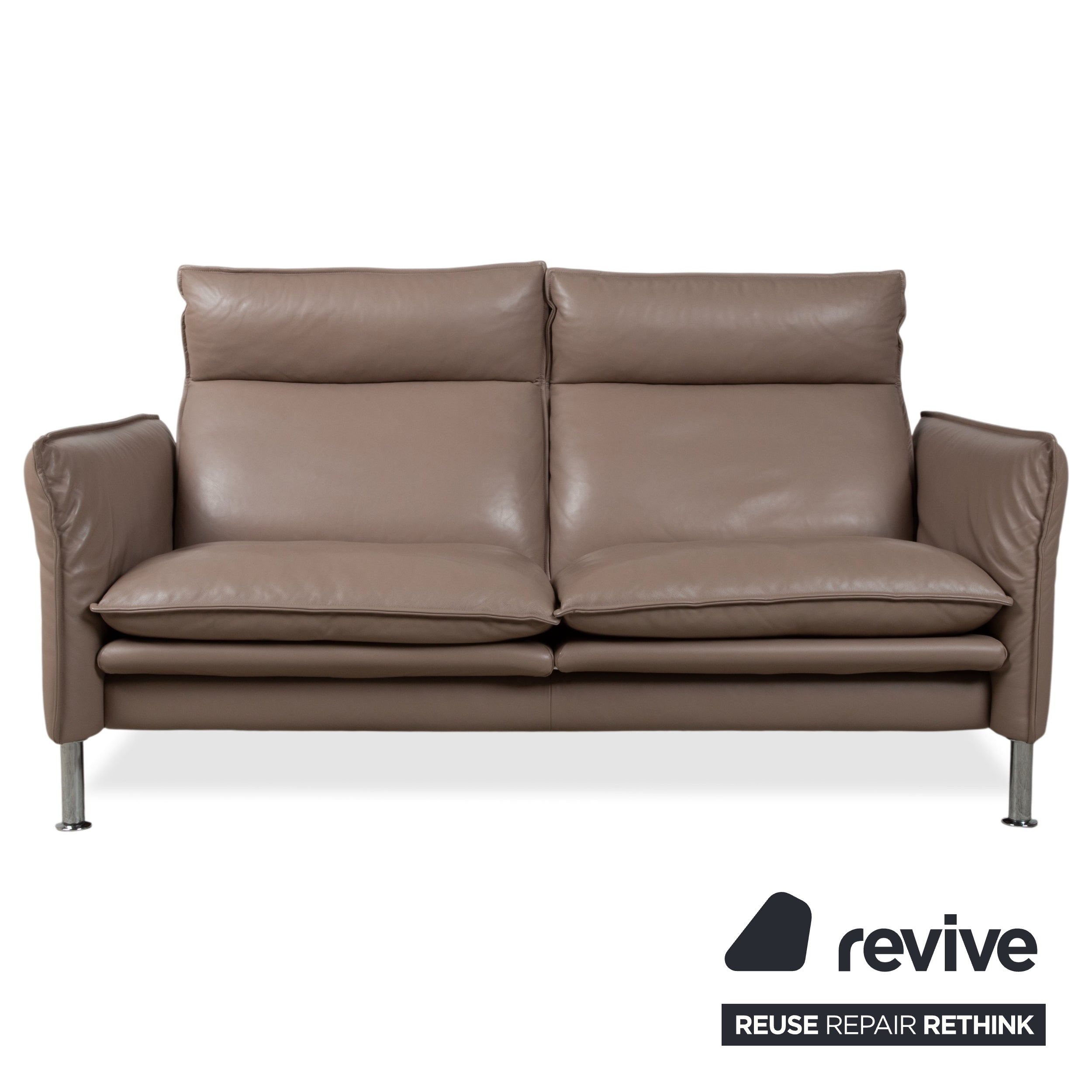 Erpo Porto Garnitur Leder Dreisitzer Zweisitzer Sessel Hocker Braun Taupe manuelle Funktion Sofa Couch