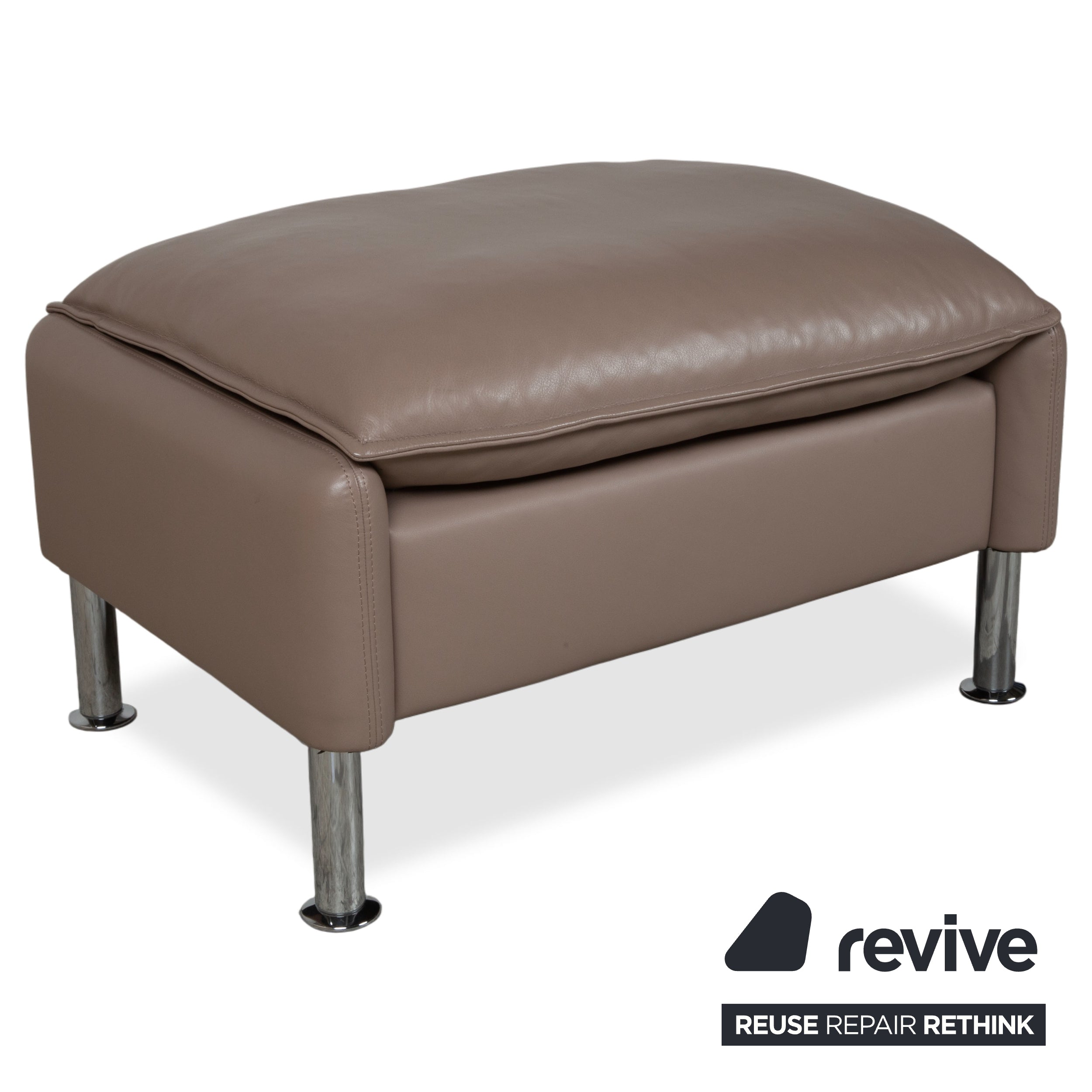 Erpo Porto Garnitur Leder Dreisitzer Zweisitzer Sessel Hocker Braun Taupe manuelle Funktion Sofa Couch