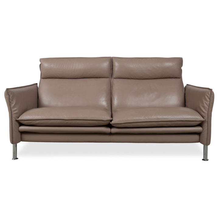 Erpo Porto Leder Dreisitzer Braun Taupe manuelle Funktion Sofa Couch