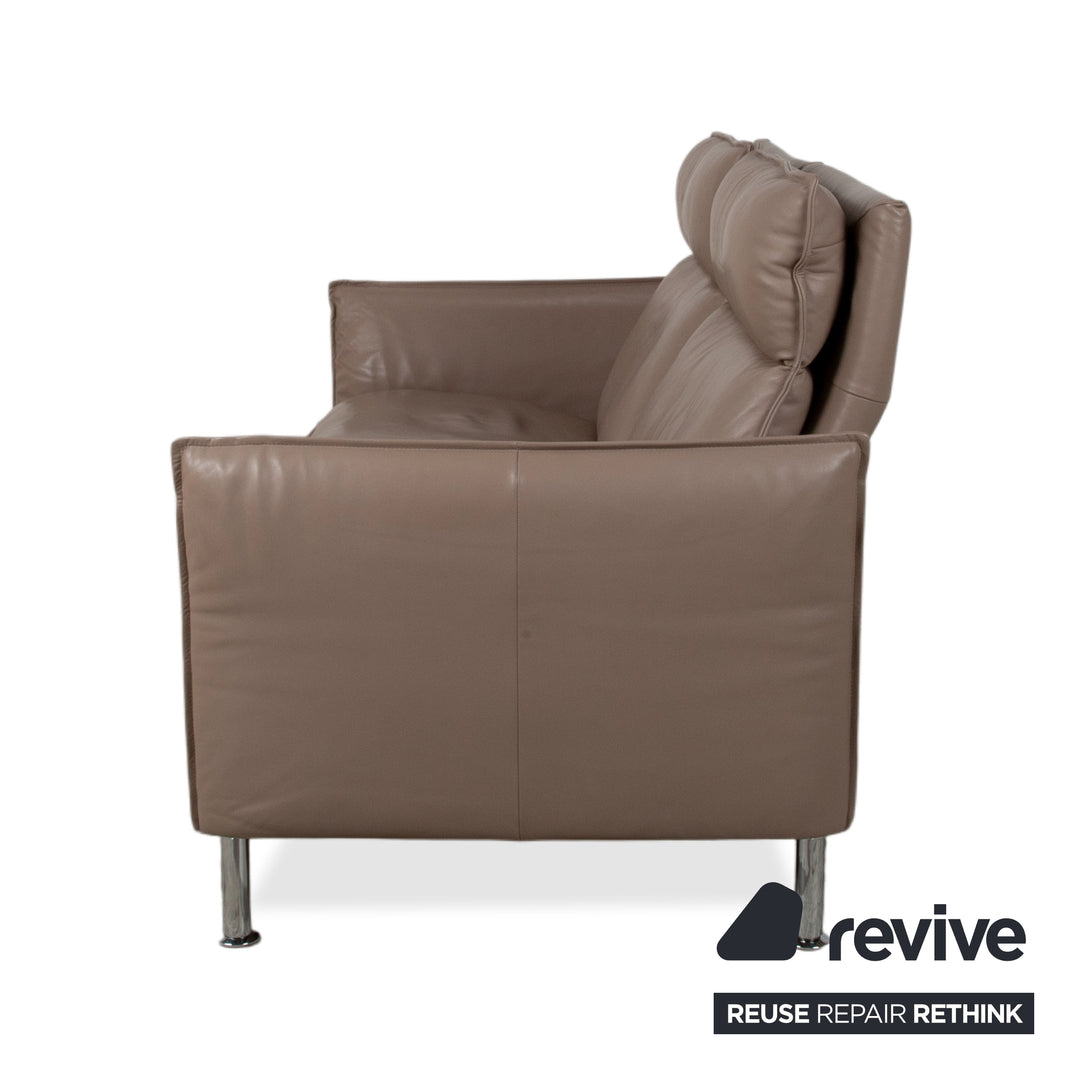 Erpo Porto Leder Dreisitzer Braun Taupe manuelle Funktion Sofa Couch