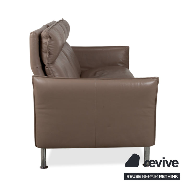 Erpo Porto Leder Dreisitzer Braun Taupe manuelle Funktion Sofa Couch