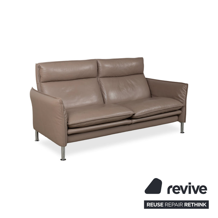 Erpo Porto Leder Dreisitzer Braun Taupe manuelle Funktion Sofa Couch