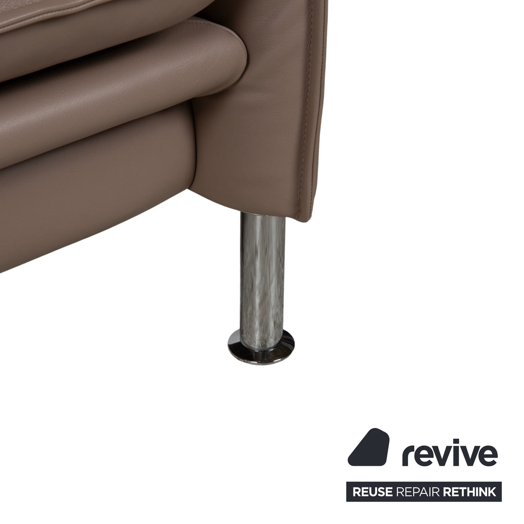 Erpo Porto Leder Dreisitzer Braun Taupe manuelle Funktion Sofa Couch