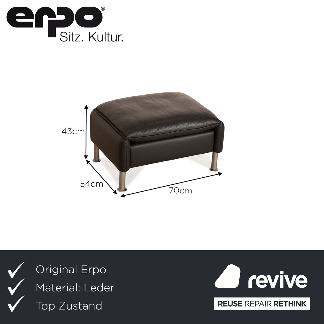 Tabouret Erpo Porto en Cuir Gris Foncé
