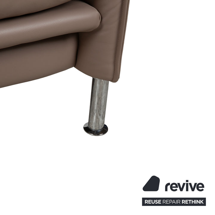 Erpo Porto Leder Zweisitzer Braun Taupe manuelle Funktion Sofa Couch