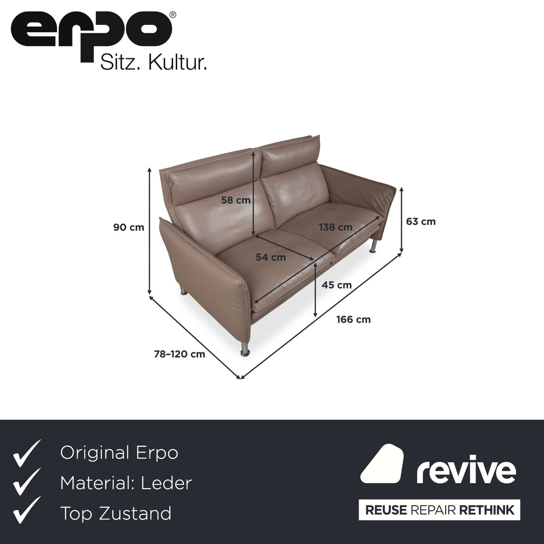 Erpo Porto Leder Zweisitzer Braun Taupe manuelle Funktion Sofa Couch