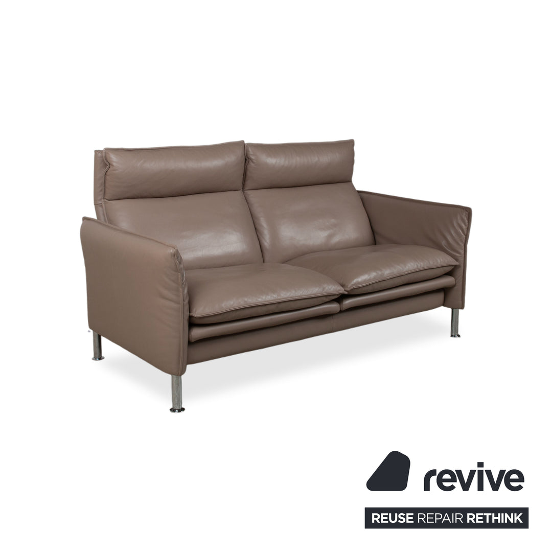 Erpo Porto Leder Zweisitzer Braun Taupe manuelle Funktion Sofa Couch