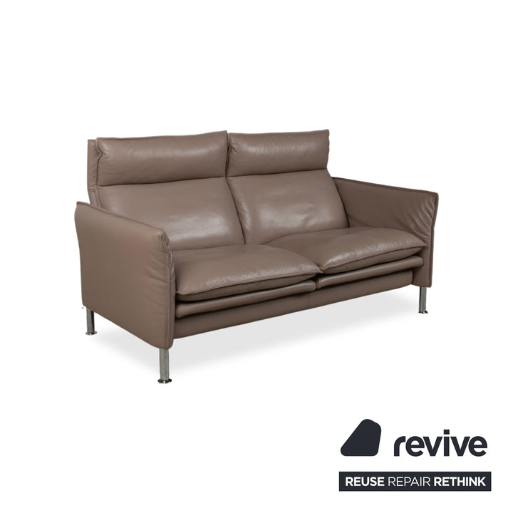 Erpo Porto Leder Zweisitzer Braun Taupe manuelle Funktion Sofa Couch