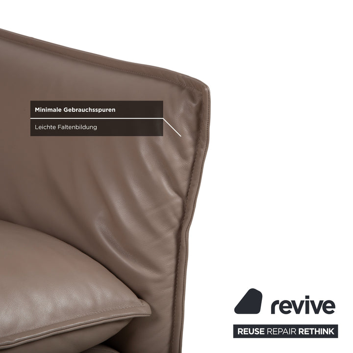 Erpo Porto Leder Zweisitzer Braun Taupe manuelle Funktion Sofa Couch