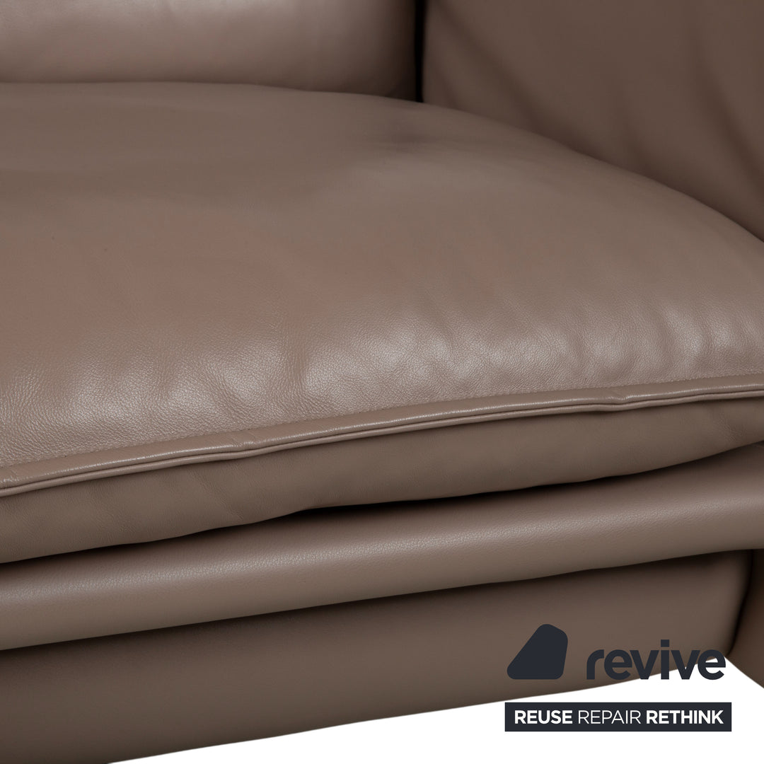 Erpo Porto Leder Zweisitzer Braun Taupe manuelle Funktion Sofa Couch
