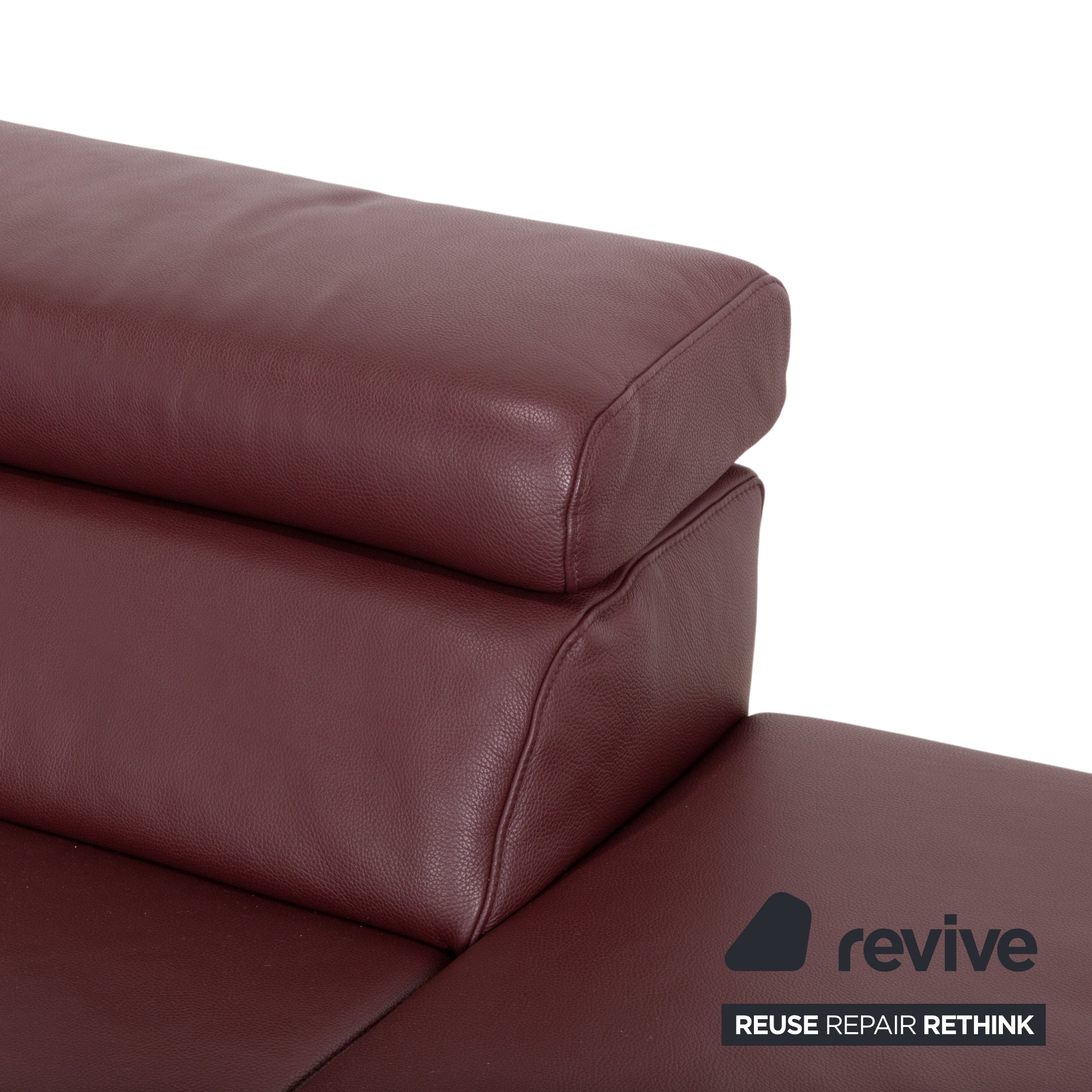 Ewald Schillig Brand Blues Leder Chrom Ecksofa Rot Weinrot manuelle Funktion Sofa Couch