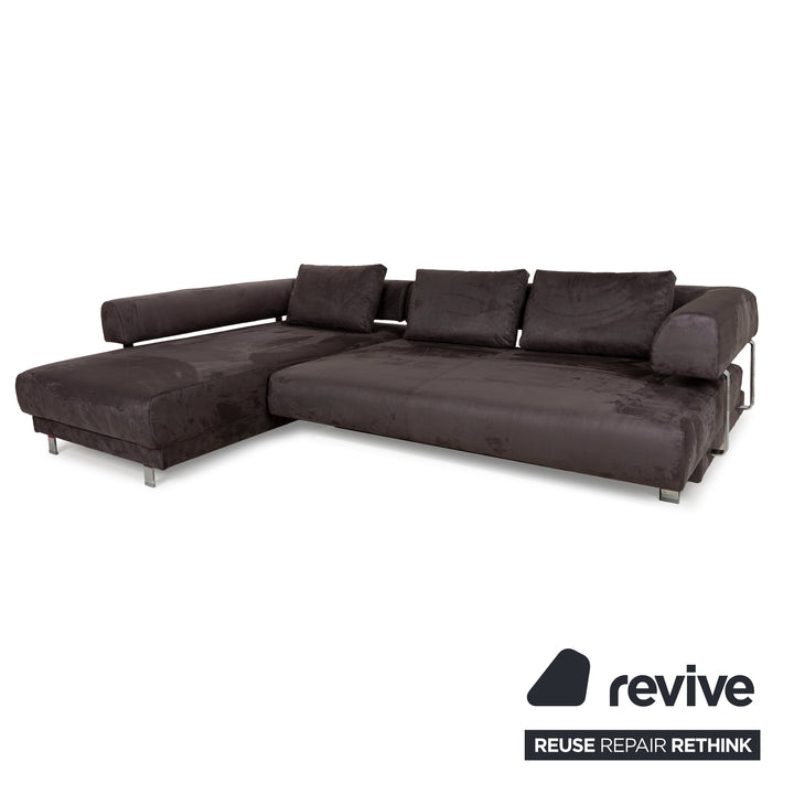 Ewald Schillig Brand Face Stoff Ecksofa Grau Recamiere links Sofa Couch manuelle Funktion Neubezug