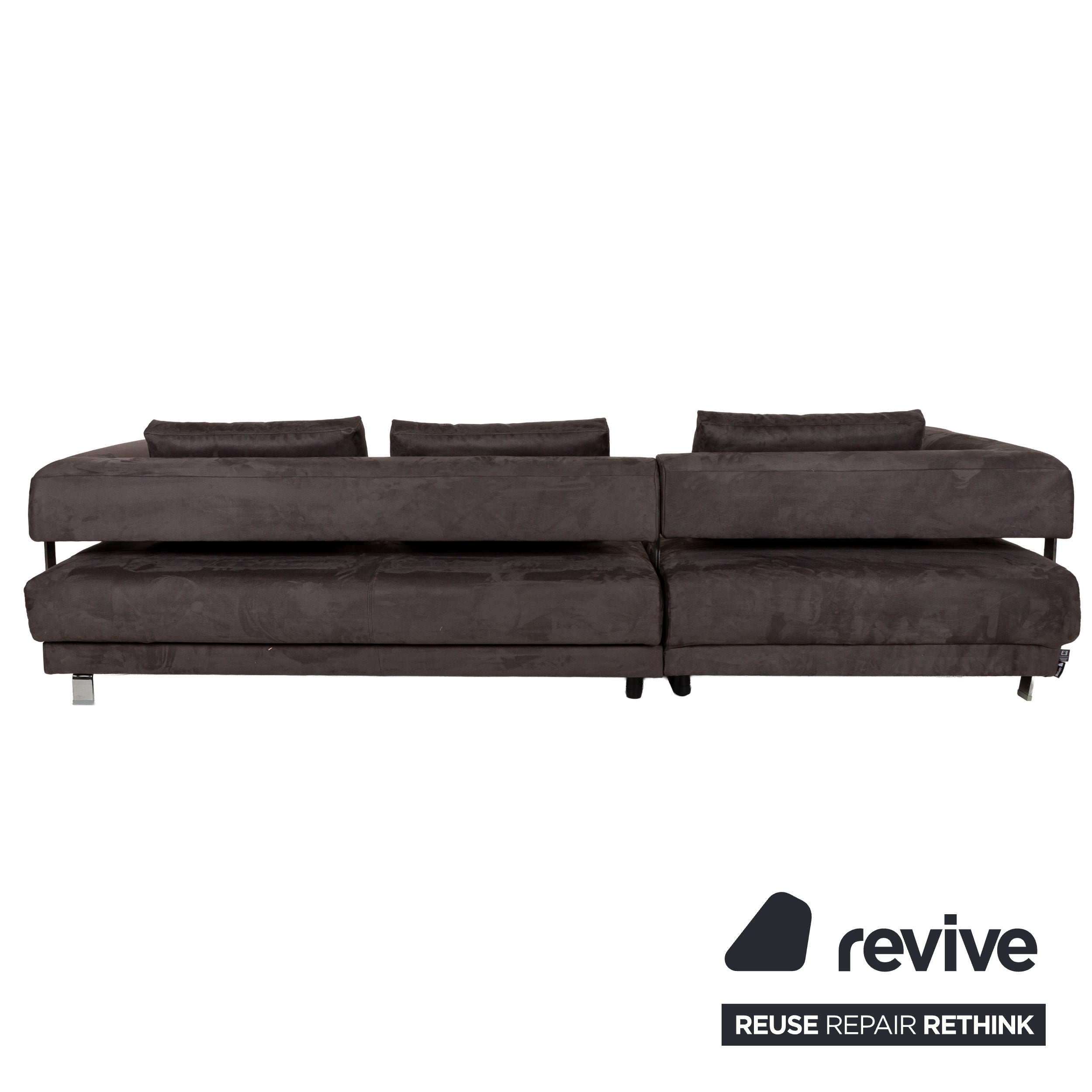 Ewald Schillig Brand Face Stoff Ecksofa Grau Recamiere links Sofa Couch manuelle Funktion Neubezug