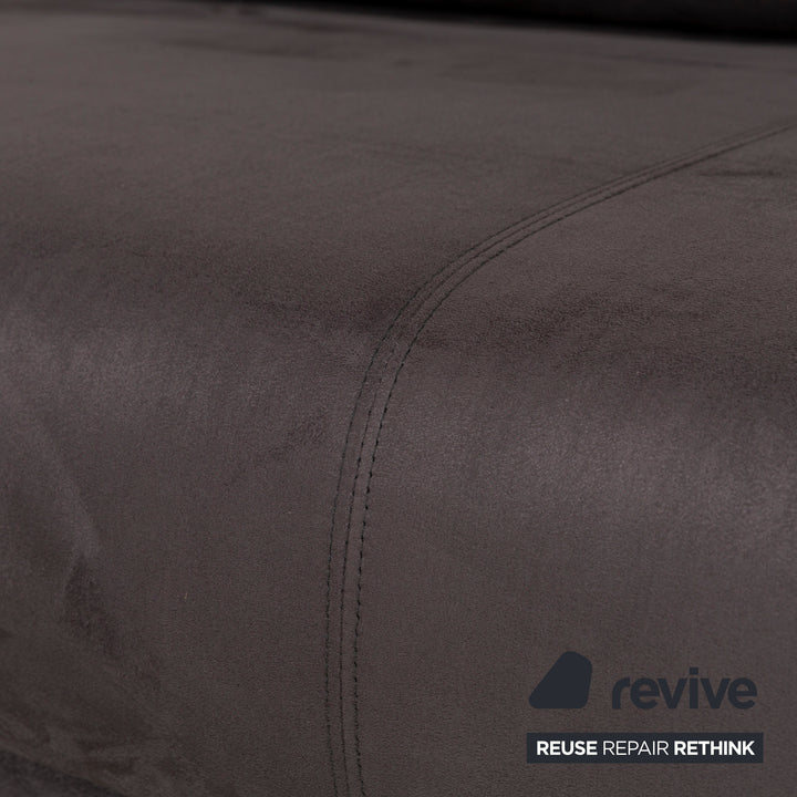 Ewald Schillig Brand Face Stoff Ecksofa Grau Recamiere links Sofa Couch manuelle Funktion Neubezug