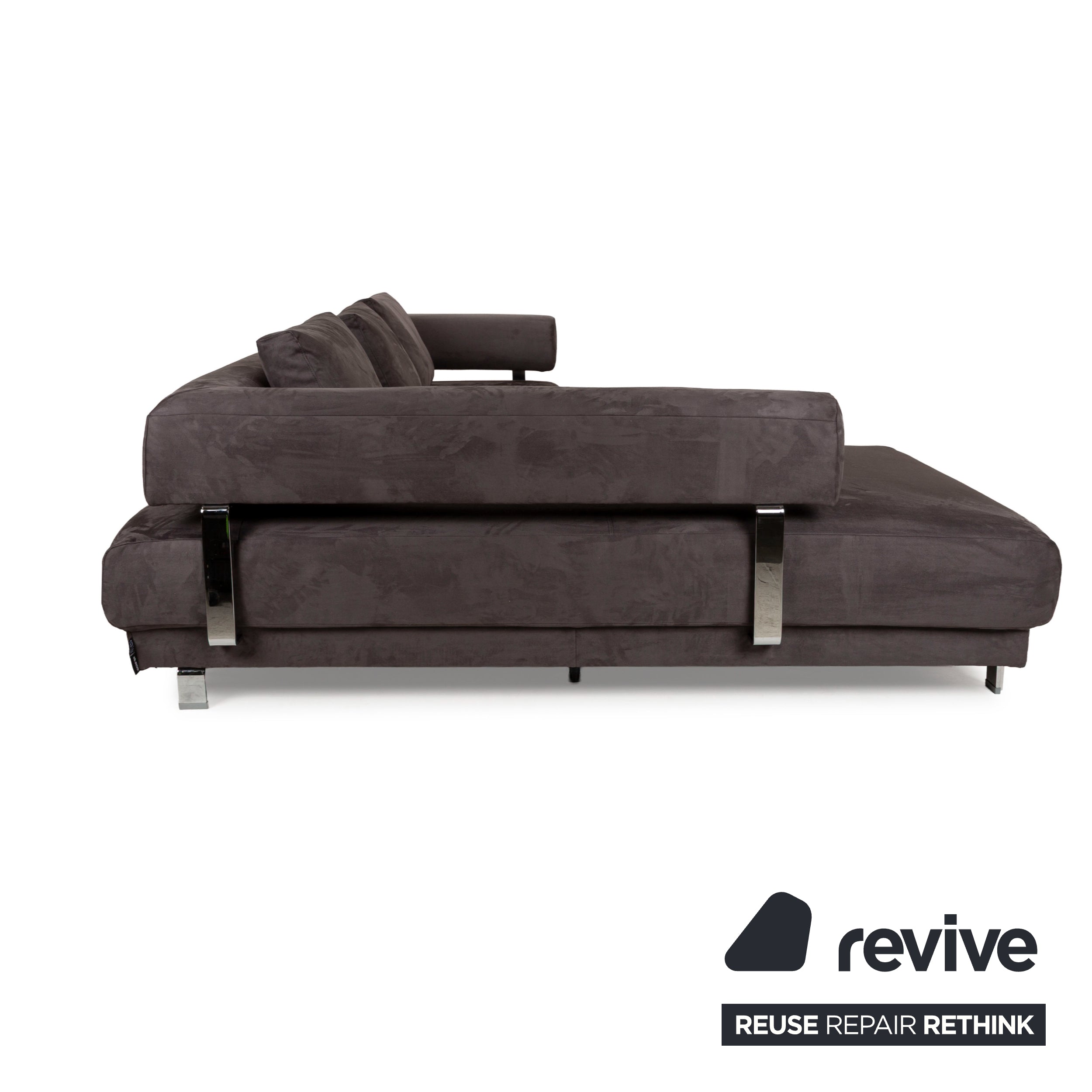 Ewald Schillig Brand Face Stoff Ecksofa Grau Recamiere links Sofa Couch manuelle Funktion Neubezug