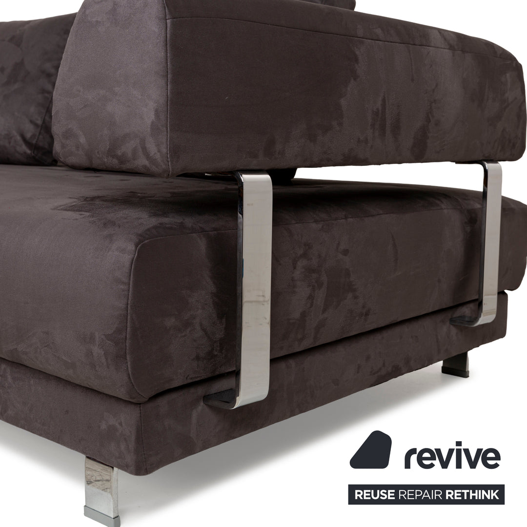 Ewald Schillig Brand Face Stoff Ecksofa Grau Recamiere links Sofa Couch manuelle Funktion Neubezug