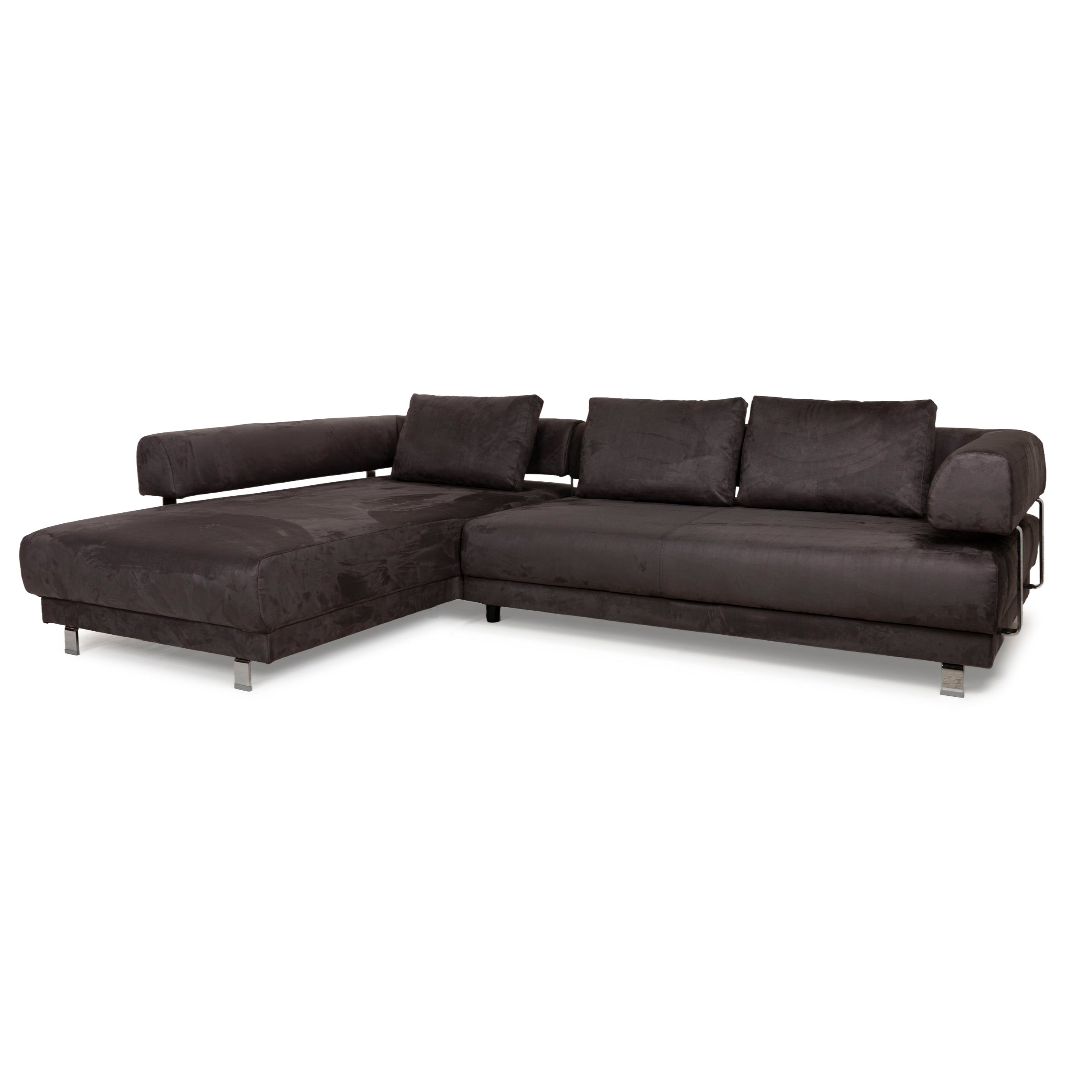 Ewald Schillig Brand Face Stoff Ecksofa Grau Recamiere links Sofa Couch manuelle Funktion Neubezug