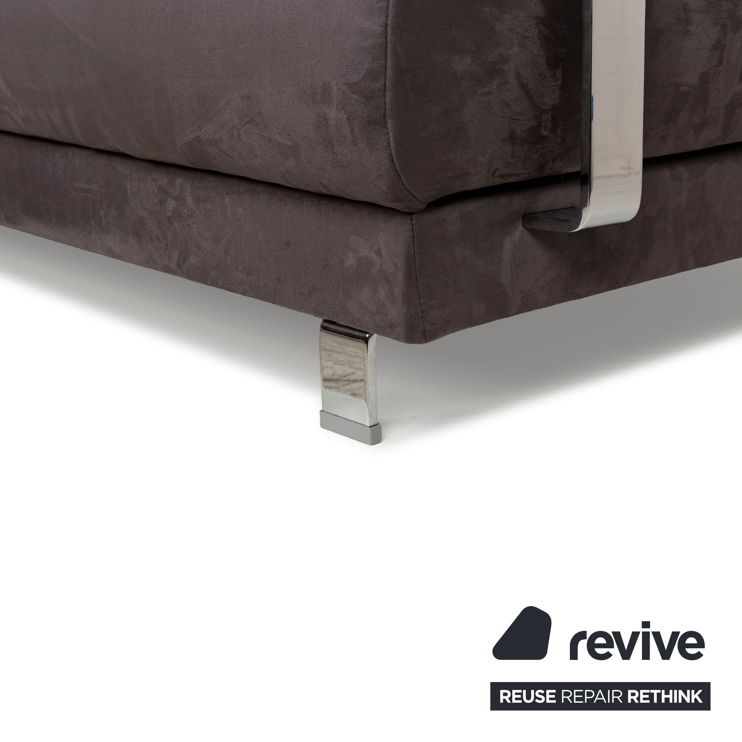 Ewald Schillig Brand Face Stoff Ecksofa Grau Recamiere links Sofa Couch manuelle Funktion Neubezug