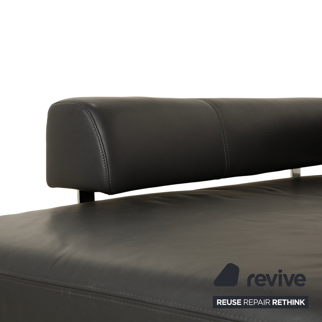Ewald Schillig Brand Face Leder Ecksofa Hocker Garnitur Dunkelgrau Schiefer braun Recamiere links Sofa Couch