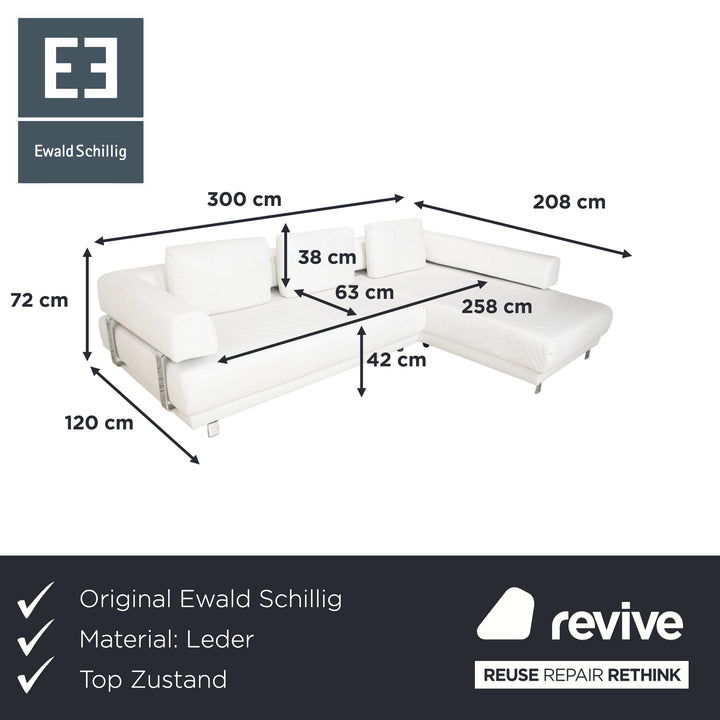 Ewald Schillig Brand Face Canapé d'angle en cuir Blanc Canapé Canapé