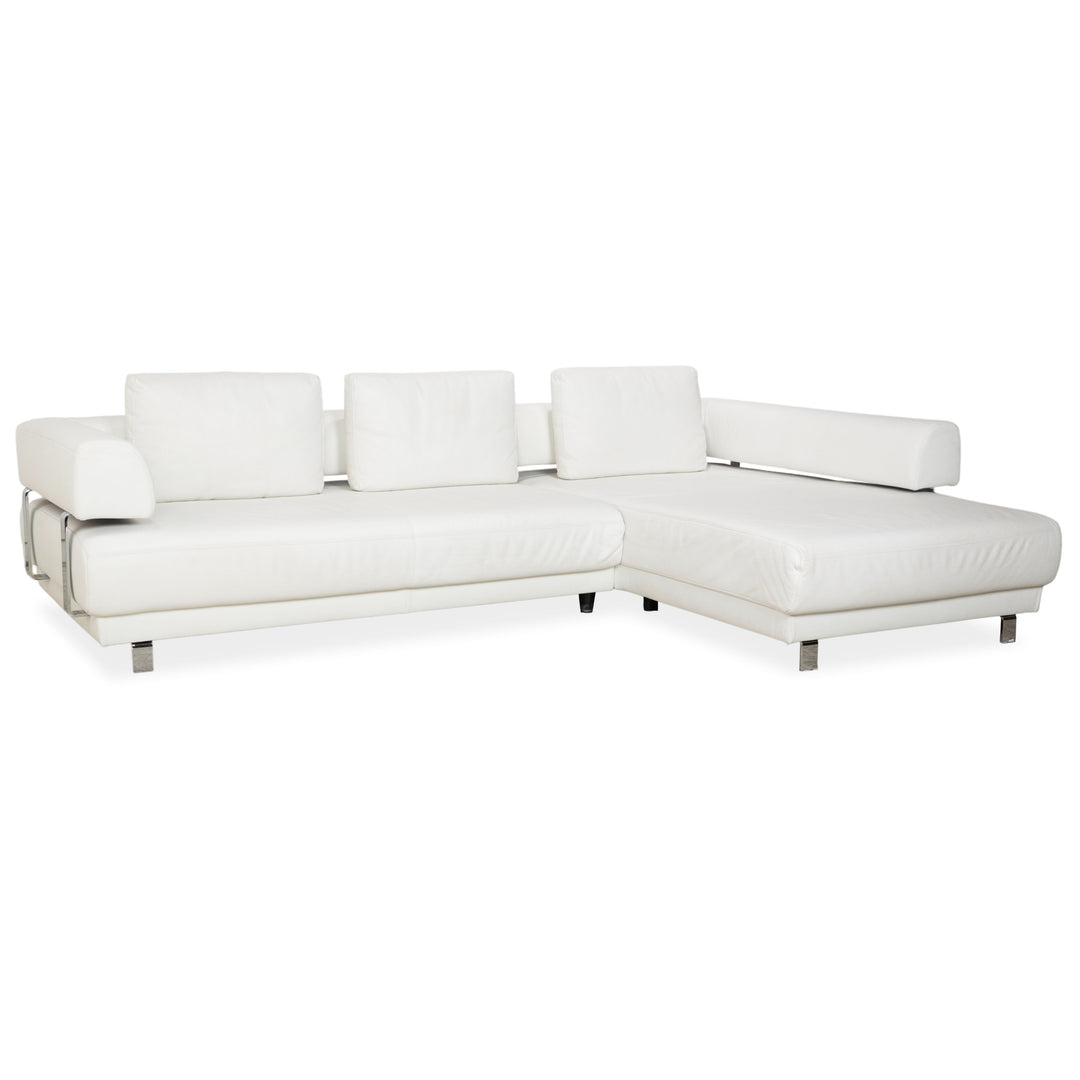 Ewald Schillig Brand Face Canapé d'angle en cuir Blanc Canapé Canapé