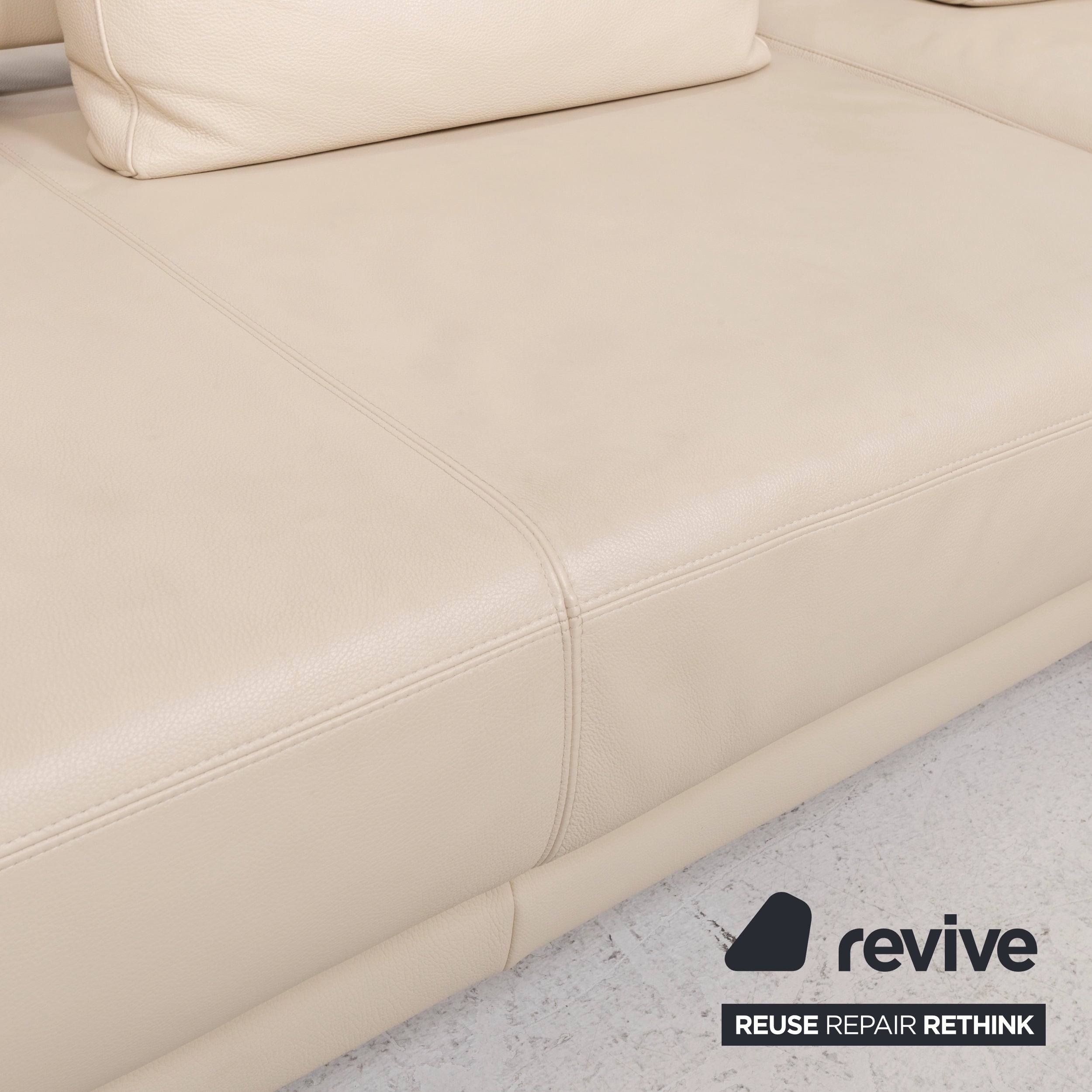 Ewald Schillig Brand Face Leder Sofa Creme Ecksofa