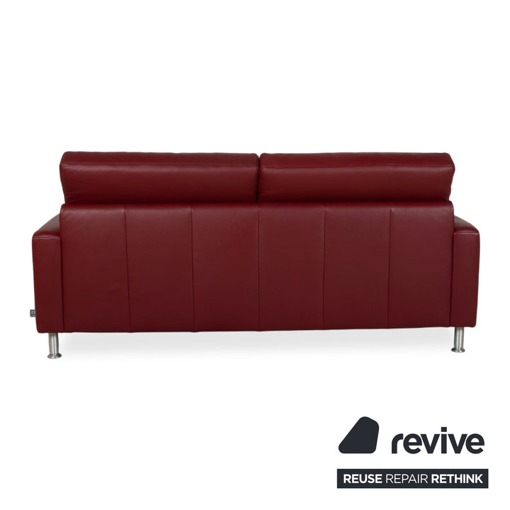 Ewald Schillig Concept Plus Leather Three-Seater Red Sofa Couch