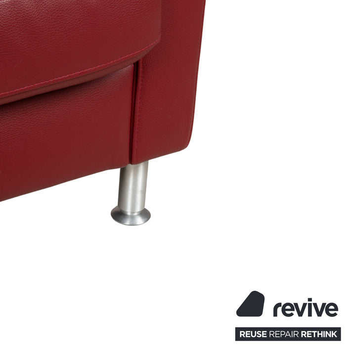 Ewald Schillig Concept Plus Leather Three-Seater Red Sofa Couch