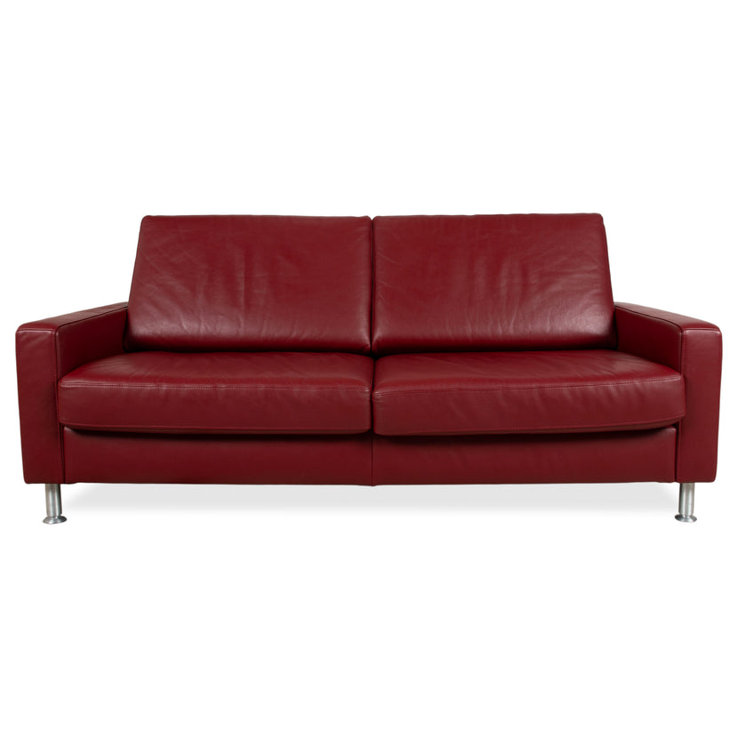 Ewald Schillig Concept Plus Leder Dreisitzer Rot Sofa Couch