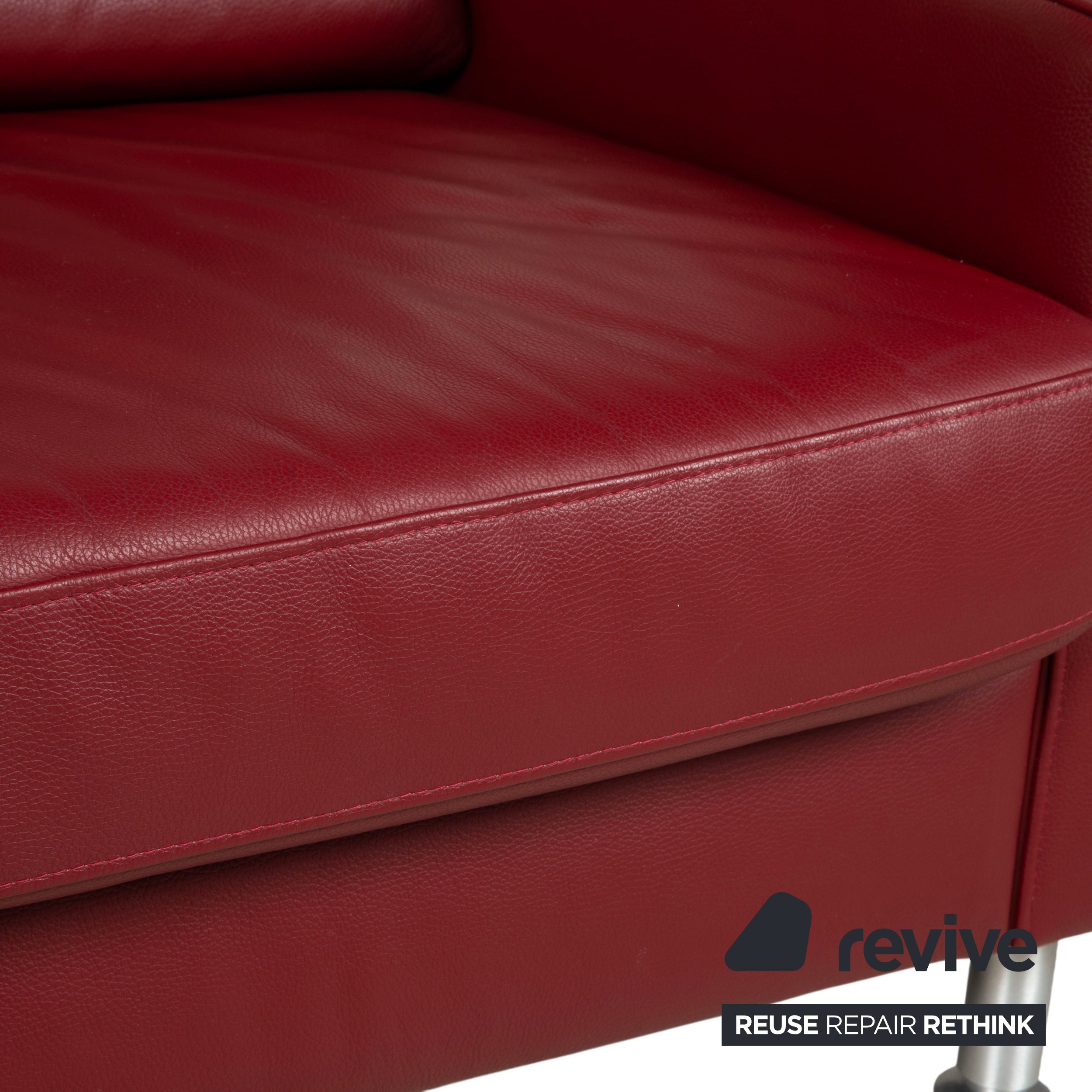 Ewald Schillig Concept Plus Leder Dreisitzer Rot Sofa Couch