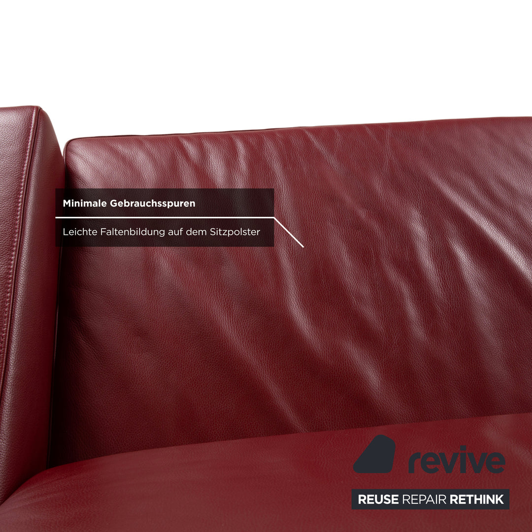 Ewald Schillig Concept Plus Leather Three-Seater Red Sofa Couch