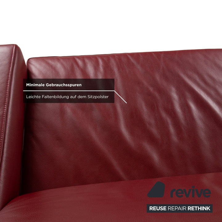 Ewald Schillig Concept Plus Leather Three-Seater Red Sofa Couch