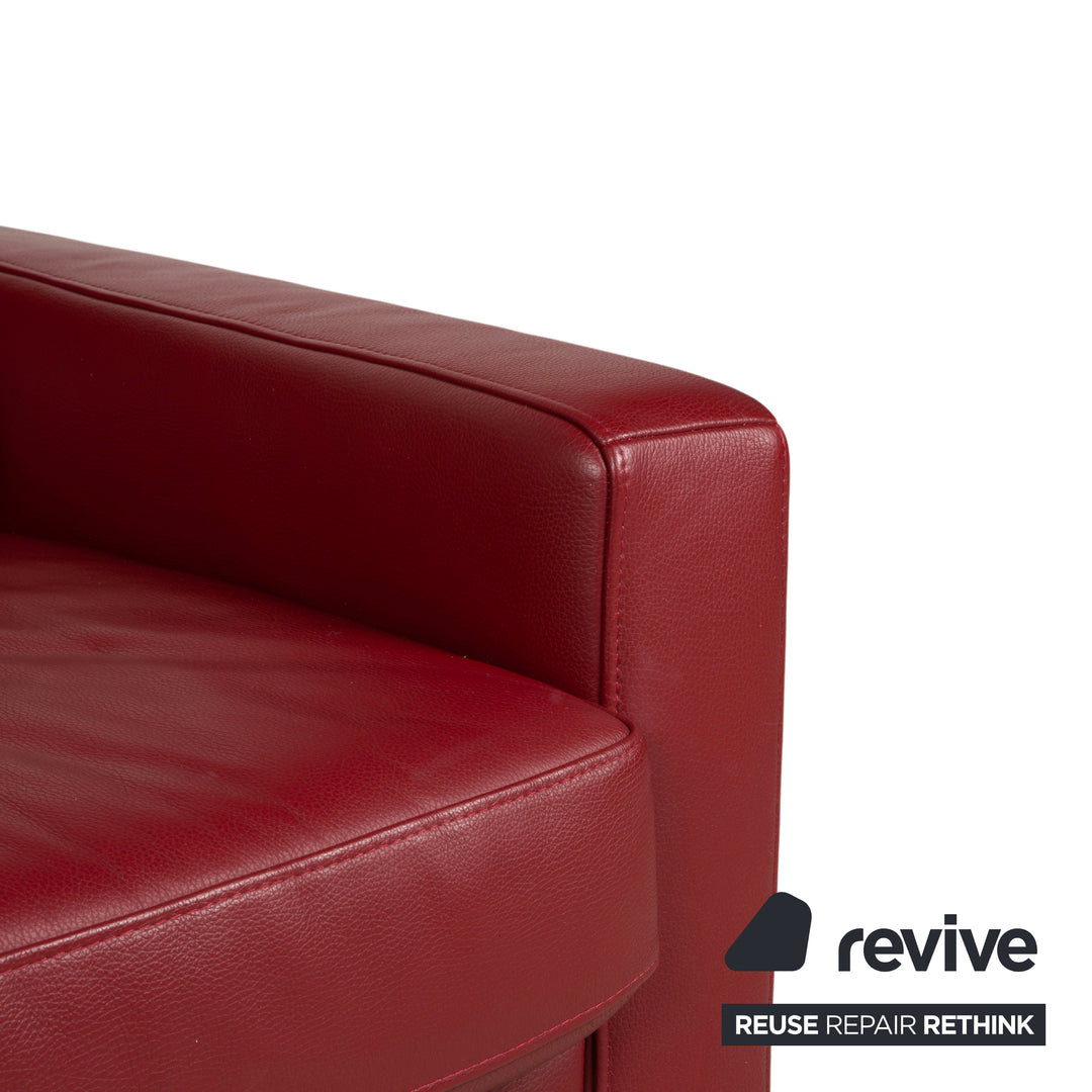Ewald Schillig Concept Plus Leather Three-Seater Red Sofa Couch