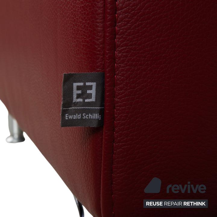 Ewald Schillig Concept Plus Leather Three-Seater Red Sofa Couch