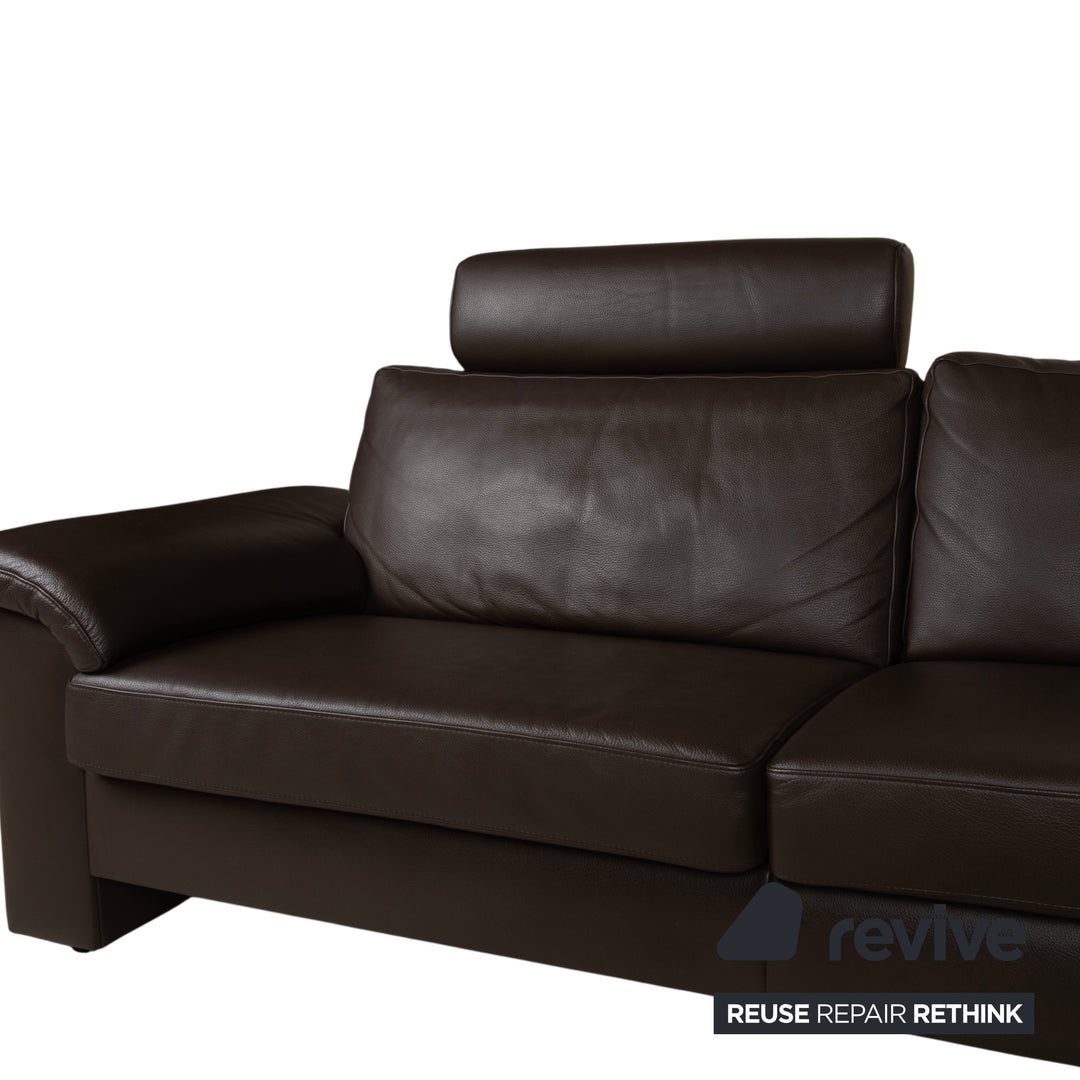 Ewald Schillig Concept Plus Leder Ecksofa Braun Sofa Couch manuelle Funktion Kopfstützen