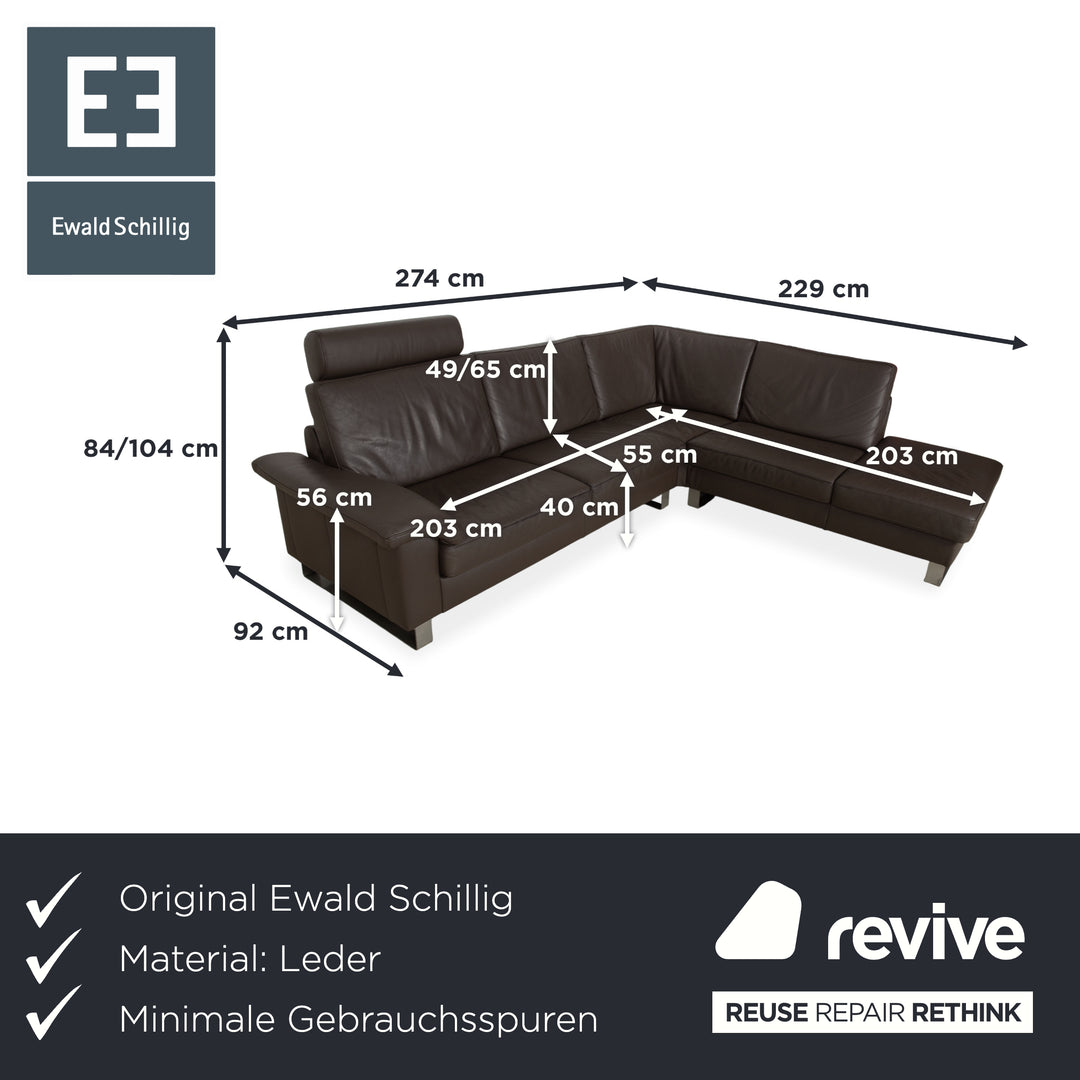 Canapé d'angle en cuir Ewald Schillig Concept Plus marron