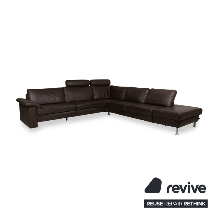 Ewald Schillig Concept Plus Leder Ecksofa Braun Sofa Couch manuelle Funktion Kopfstützen