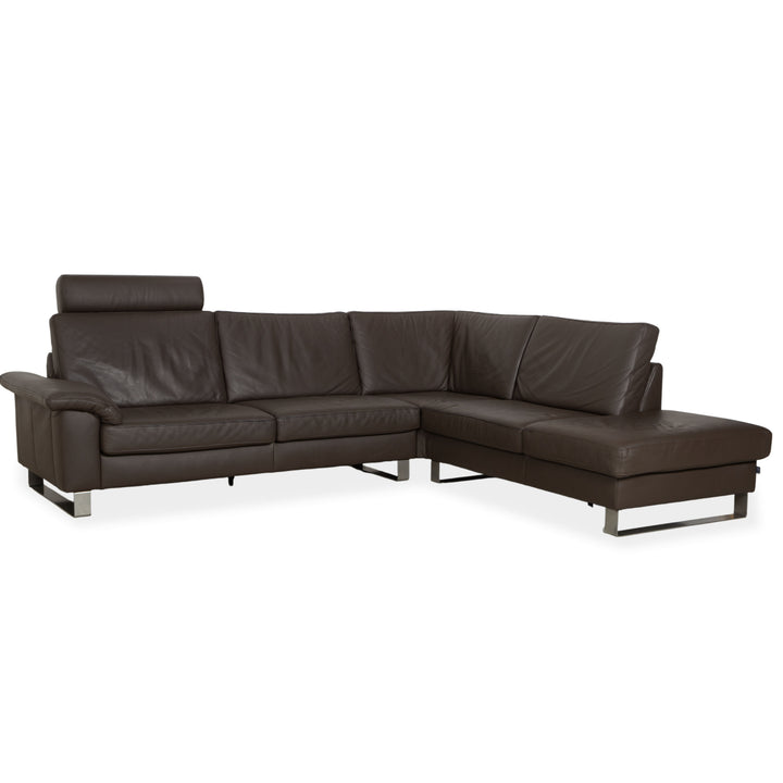 Canapé d'angle en cuir Ewald Schillig Concept Plus marron