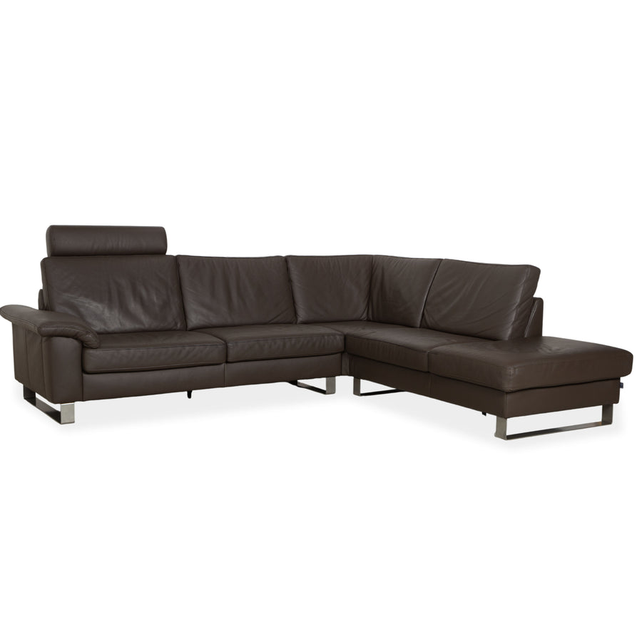 Canapé d'angle en cuir Ewald Schillig Concept Plus marron