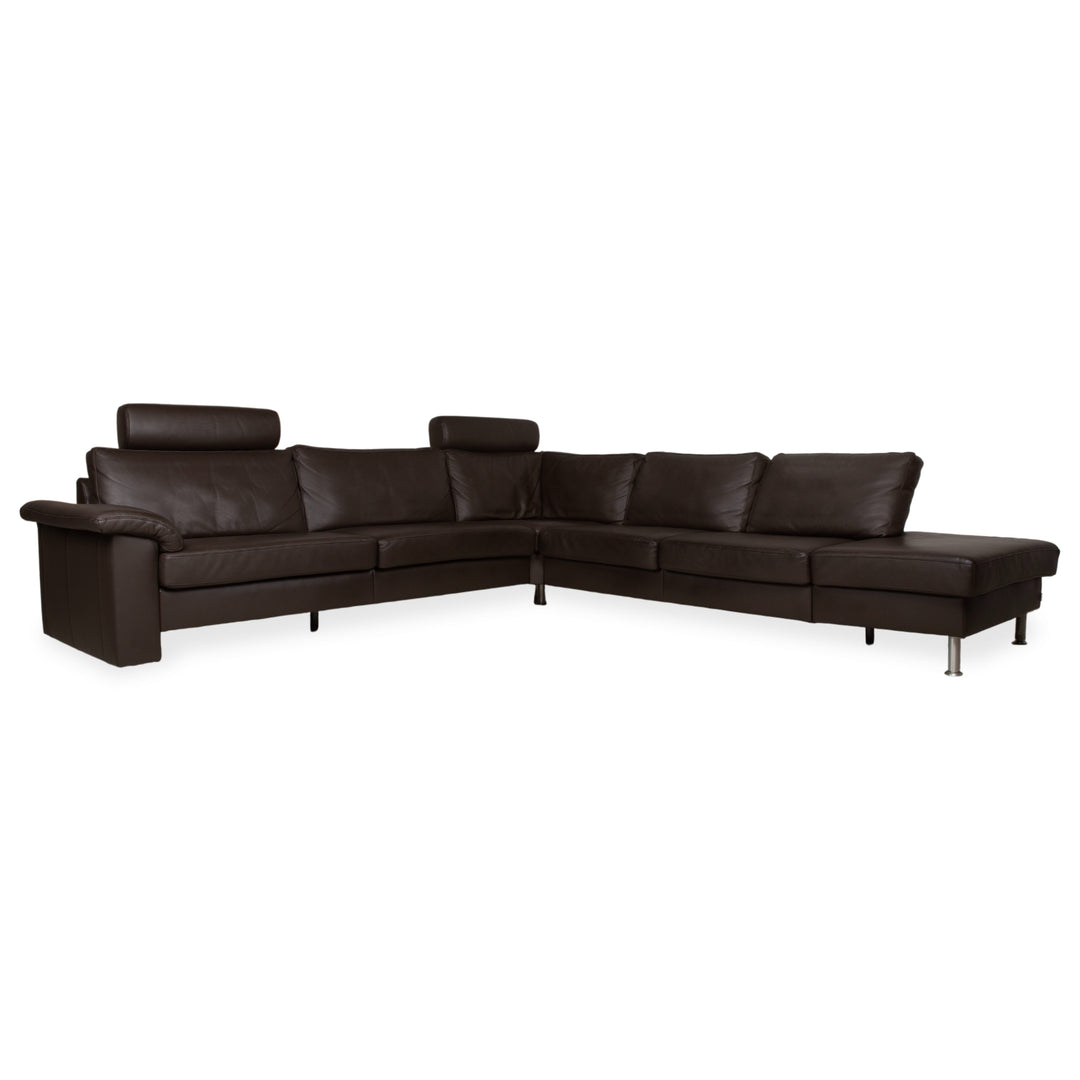 Ewald Schillig Concept Plus Leder Ecksofa Braun Sofa Couch manuelle Funktion Kopfstützen